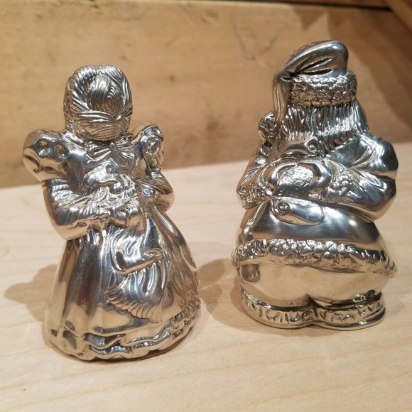 Lenox Kirk Stieff Pewter Santa & Mrs Claus Kissing Salt Pepper Shaker 1999 - Picture 3 of 3